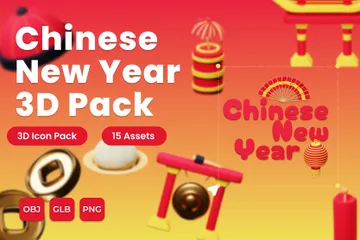 Chinesisches Neujahr 3D Icon Pack