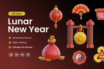 Chinesisches Neujahr 3D Icon Pack