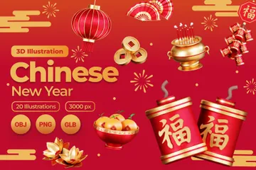 Chinesisches Neujahr 3D Icon Pack