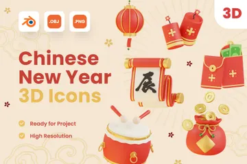 Chinesisches Neujahr 3D Icon Pack