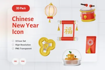 Chinesisches Neujahr 3D Icon Pack