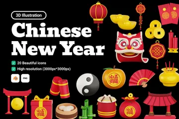 Chinesisches Neujahr 3D Icon Pack