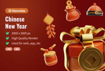 Chinesisches Neujahr 3D Icon Pack