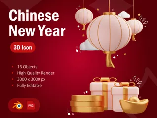 Chinesisches Neujahrsfest 3D Icon Pack