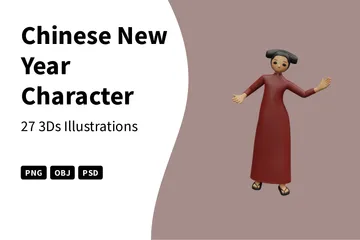 Chinesisches Neujahrszeichen 3D Illustration Pack