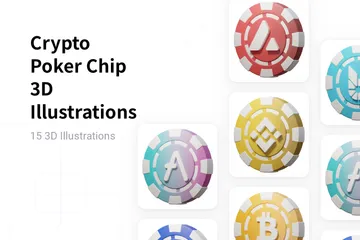 Ficha de pôquer criptográfico Pacote de Illustration 3D
