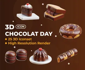 Chocolat Day 3D Icon Pack
