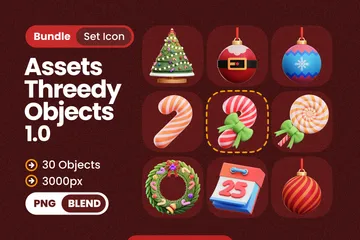 クリスマスイブのオブジェクト 3D Iconパック