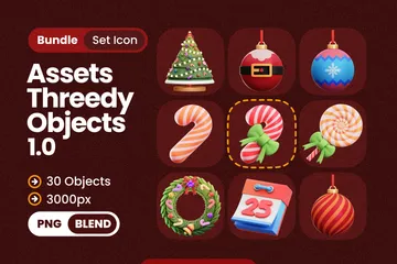 クリスマスイブのオブジェクト 3D Iconパック