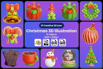 Christmas 3D Illustration 3D Icon Pack