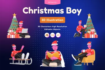 Christmas Boy 3D Illustration Pack