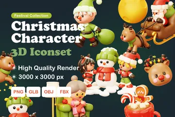 クリスマスキャラクター 3D Iconパック