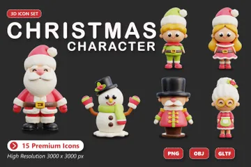 Christmas Character 3D Icon Pack