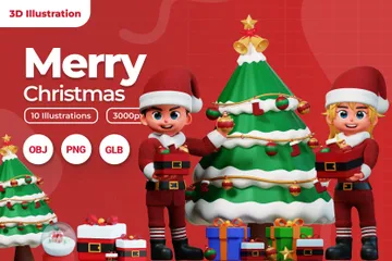 Christmas Couple 3D Illustration Pack