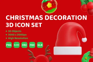 クリスマスの飾り 3D Iconパック