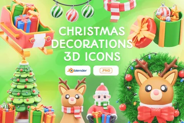 Christmas Decorations 3D Icon Pack