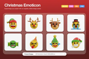 Christmas Emoticon 3D Icon Pack