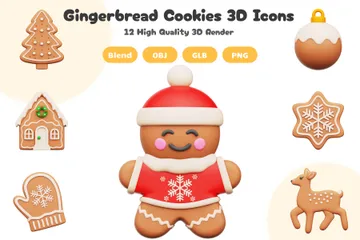 Christmas Gingerbread Cookies 3D Icon Pack