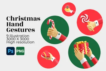 Christmas Hand Gestures 3D Illustration Pack