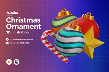 Christmas Ornament 3D Icon Pack