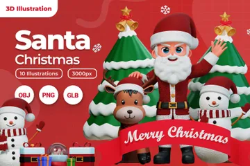 Christmas Santa 3D Illustration Pack