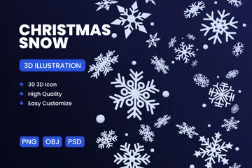 クリスマスの雪 3D Iconパック