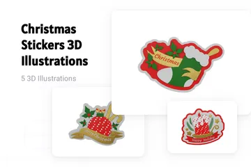 Free Christmas Stickers 3D Illustration Pack