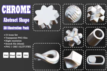 Chrome Abstract Shape 3D Icon Pack