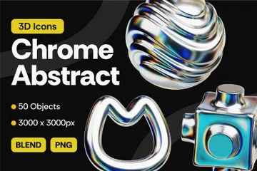 Chrome Abstract Shapes 3D Icon Pack