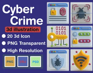 Delitos cibernéticos Paquete de Icon 3D