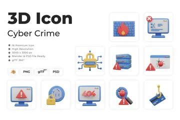 Delitos cibernéticos Paquete de Icon 3D