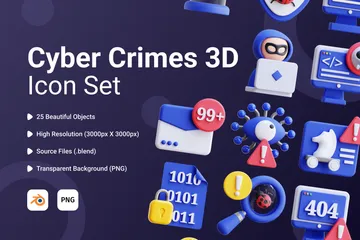 Crímenes cibernéticos Paquete de Icon 3D