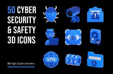 Seguridad cibernética y protección Paquete de Icon 3D