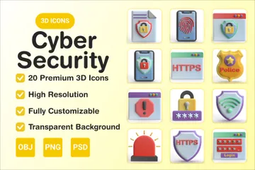 La seguridad cibernética Paquete de Icon 3D