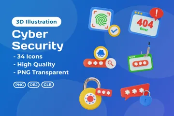 La seguridad cibernética Paquete de Icon 3D