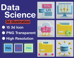 Ciencia de los datos Paquete de Icon 3D