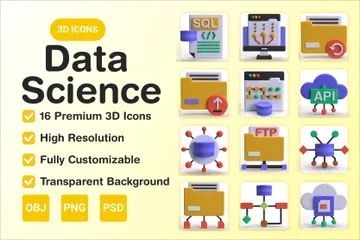 Ciencia de los datos Paquete de Icon 3D