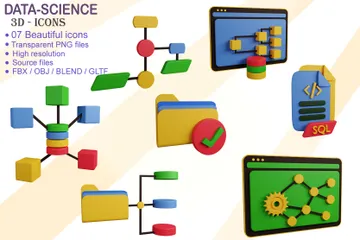 Ciencia de los datos Paquete de Icon 3D