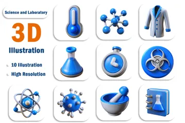 Ciência e Laboratório Pacote de Icon 3D