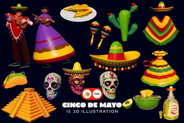 Cinco de maio Pacote de Icon 3D