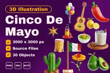 Cinco de maio Pacote de Icon 3D