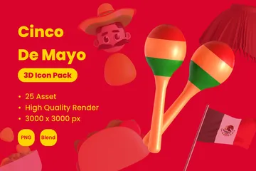 Cinco De Mayo Elements Paquete de Icon 3D