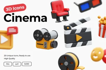 Ilustración 3d de cine Paquete de Icon 3D