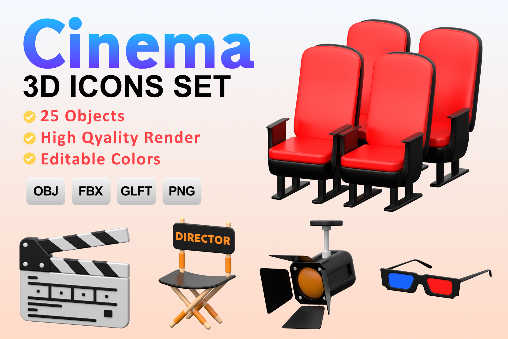 Cinema 3D Icon Pack 25 Free Download Entertainment 3D Icons IconScout