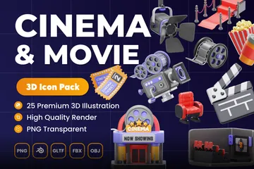 Cinema And Movie 3D Icon Pack