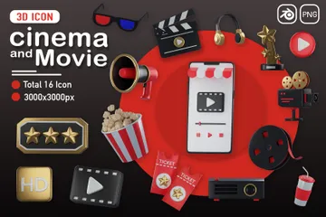 Cinema And Movie 3D Icon Pack