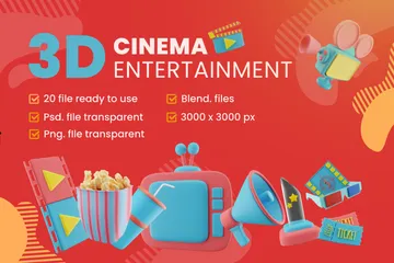 Cinema Entertainment 3D Icon Pack