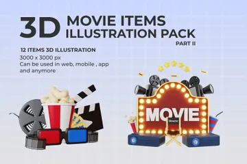 Cinema Movie 3D Illustration Pack