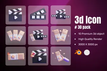 Cinema Ticket 3D Icon Pack