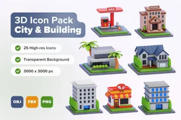 City And Building 3D Icon Pack
